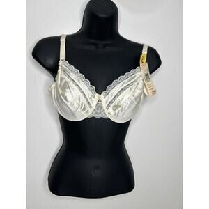 NWT Vtg VANITY FAIR Lace Full Coverage Underwire Ivory Bra Size 34C